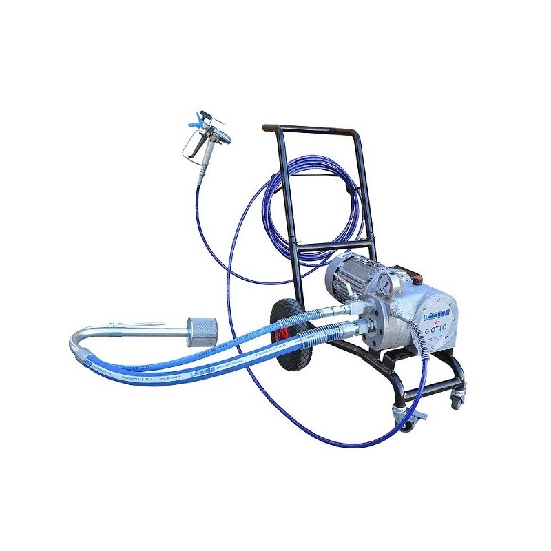 Pompa de vopsit / zugravit AIRLESS Industriala cu Carucior, 1/4" - Complet Echipata - 8L/min - Larius Giotto