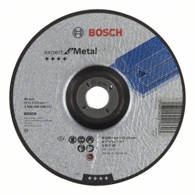 2608600538 BOSCH Disc profesional pentru polizat metal, 180x22.2x4.8mm