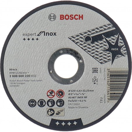 2608600220 BOSCH Disc profesional taiere inox,metal 125x22.2x1.6 mm