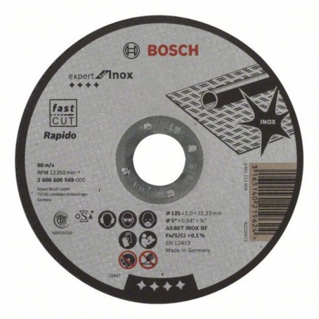 2608600094 BOSCH Disc profesional taiere metal inox, 125x22.2x2.0 mm