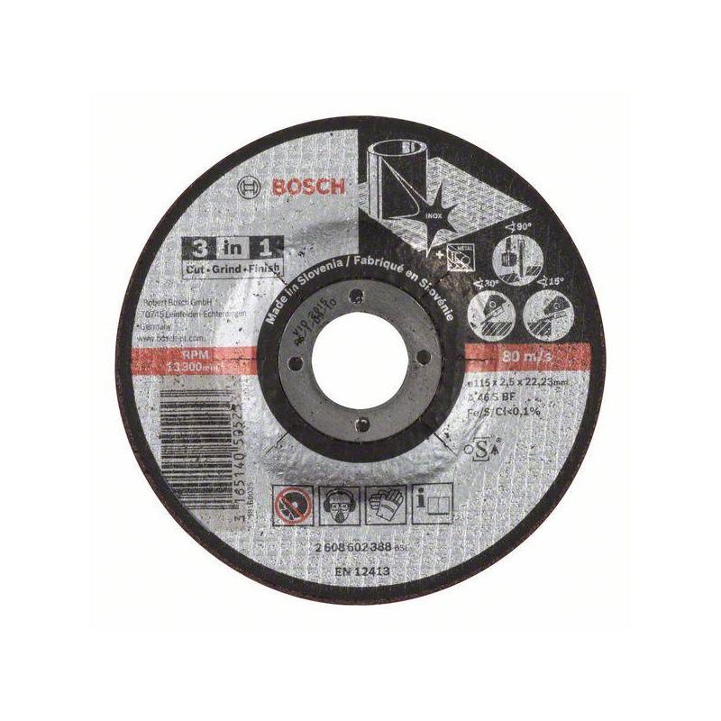 2608602388 BOSCH Disc taiat metal 3 in 1, 115x2.5x22.23 mm