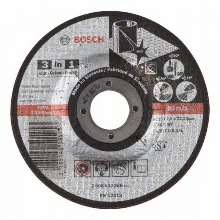 2608602388 BOSCH Disc taiat metal 3 in 1, 115x2.5x22.23 mm