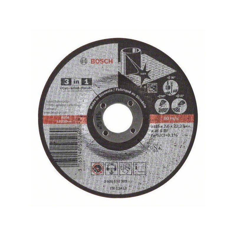 2608602389 BOSCH Disc taiat metal 3 in 1, 125x2.5x22.23 mm