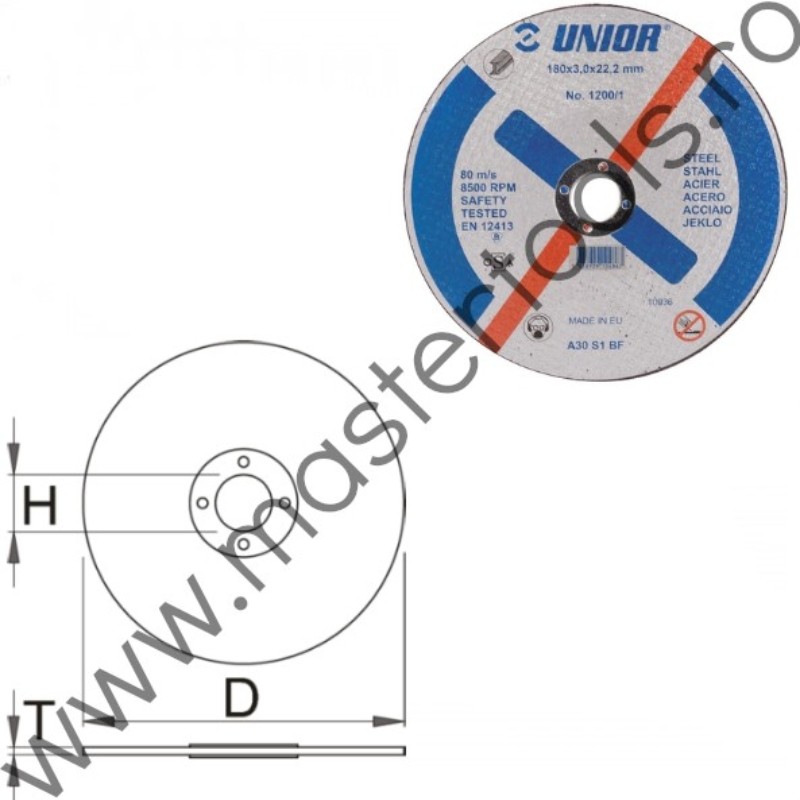 610487 UNIOR Disc de taiere otel, 230x3.0x22 mm