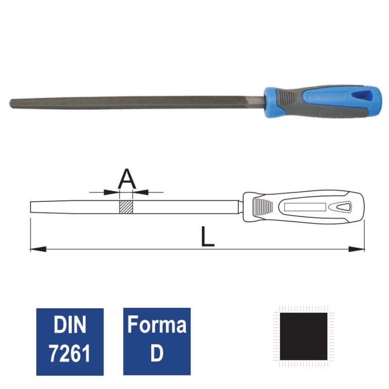 613034 UNIOR Pila patrata cu maner, semifina, 425x300 mm