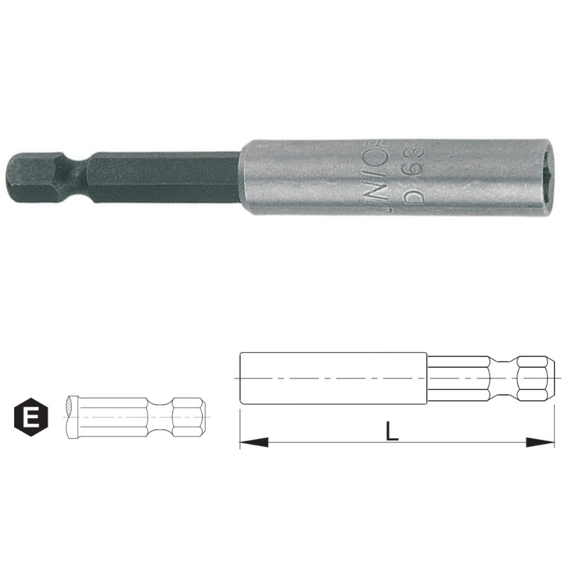 624053 UNIOR Adaptor magnetic E 6.3 (1/4"), lungime 50 mm