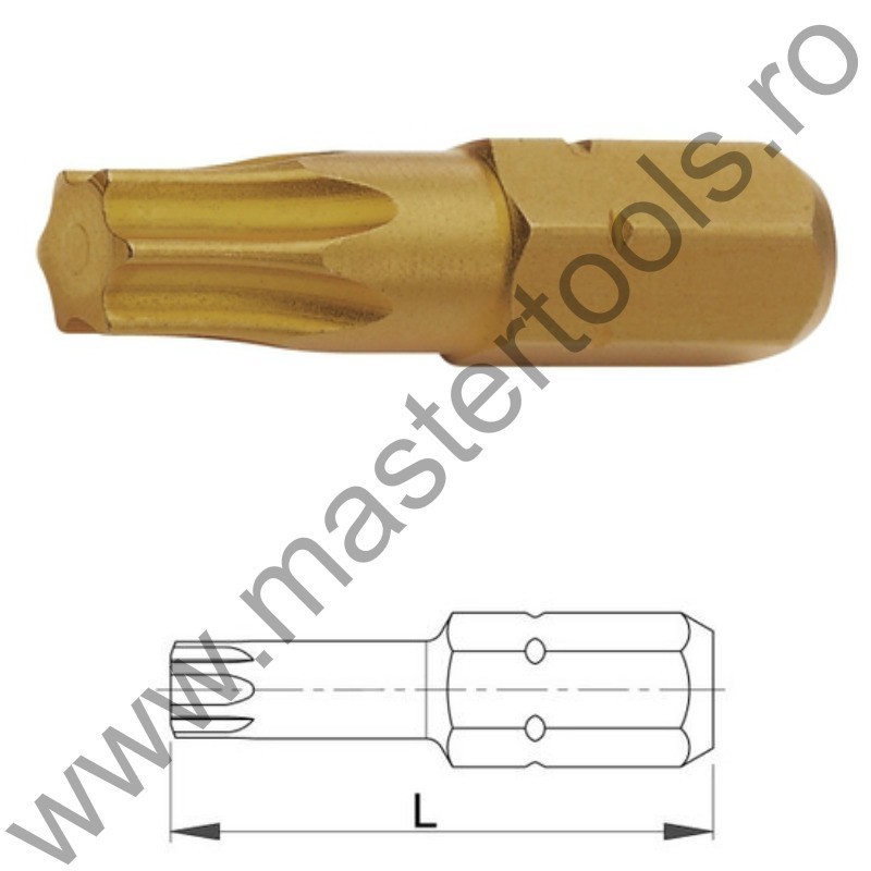 604699 UNIOR Set 3 biti hexagonal 1/4" TiN Forma C 6.3 - profil TX 10