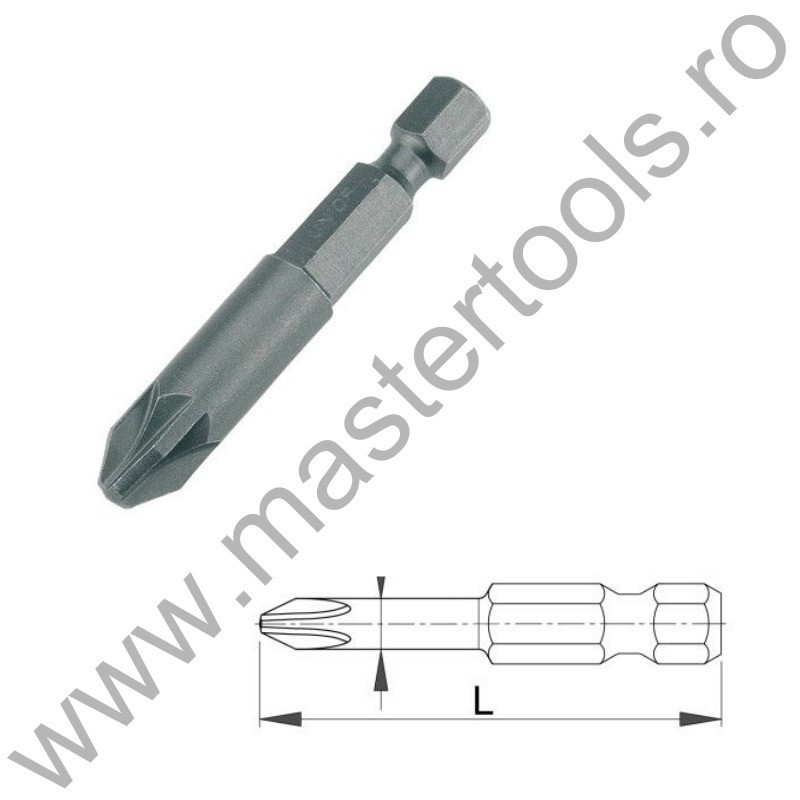602522 UNIOR Set 3 biti hex lung 1/4" Forma E 6.3-profil Pozidrive PZ1