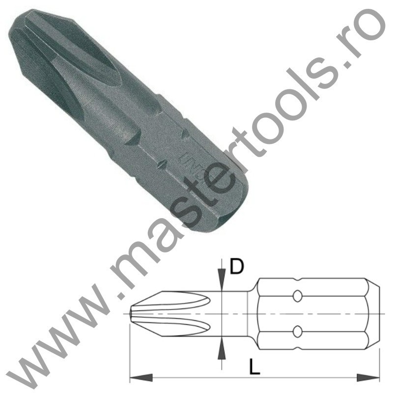 602423 UNIOR Set 3 biti hex 5/16" Forma C 8 - profil Phillips PH 2