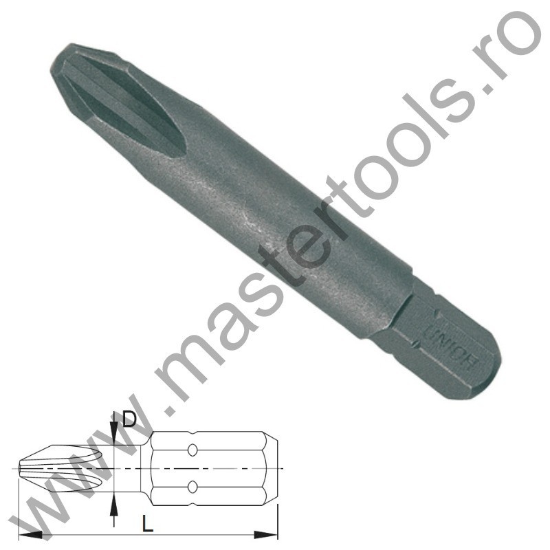 602395 UNIOR Set 3 biti hex 1/4" Forma C 6.3 - profil Phillips PH 2