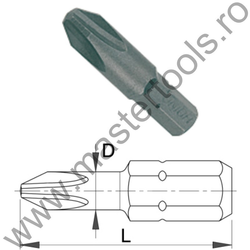 602392 UNIOR Set 3 biti hex 1/4" Forma C 6.3 profil Phillips PH 3
