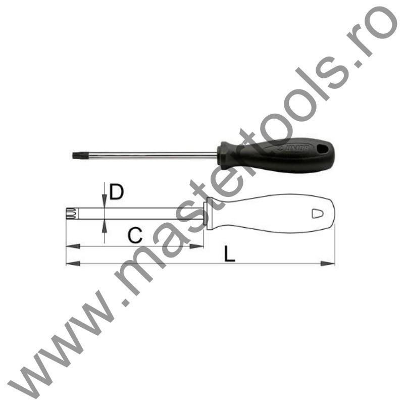 616382 UNIOR Surubelnita profil TORX, TX 9, maner polipropilena