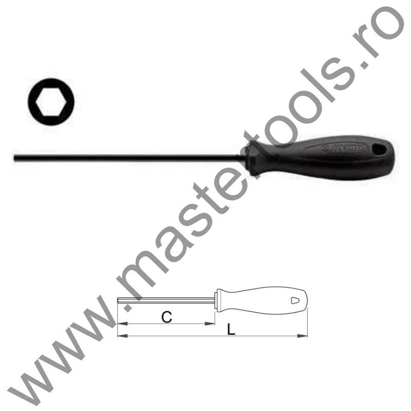 617130 UNIOR Surubelnita profil hexagon, 3 mm, maner polipropilena