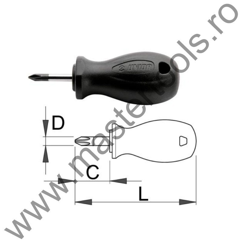 616402 UNIOR Surubelnita profil Pozidrive, PZ 1, varianta Stubby