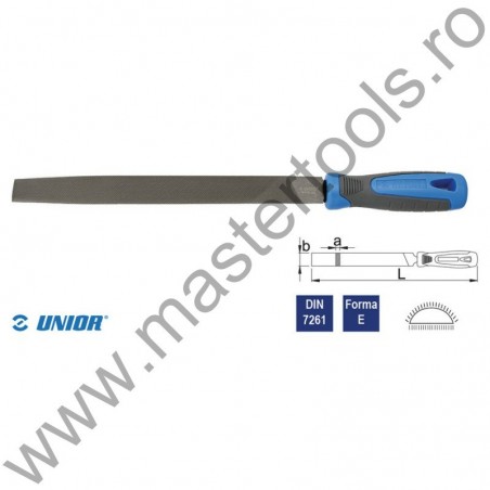 613009 UNIOR Pila semirotunda cu maner, fina - 761HS, 375x250 mm