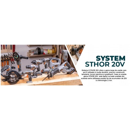STHOR Autofiletanta acumulator 2xLi-Ion 20V,2Ah,26Nm+incarcator