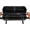 99589 LUND Gratar cu rafturi pe carbune 53x33cm,2 roti,capac,protectii
