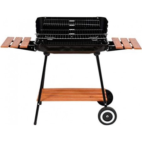 99589 LUND Gratar cu rafturi pe carbune 53x33cm,2 roti,capac,protectii