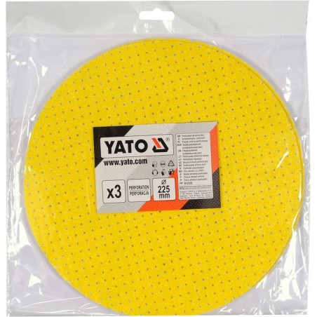 YT-846063 YATO Set 3 discuri de slefuit perforat, 225mm, Velcro, P220