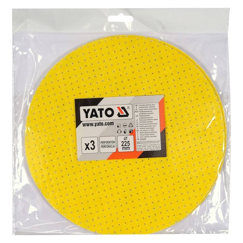 YT-846023 YATO Set 3 discuri de slefuit perforat, 225mm, Velcro, P100