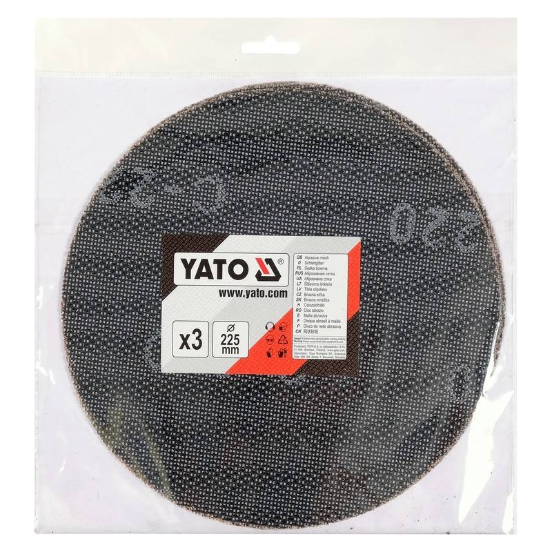 YT-845863 YATO Set 3 discuri plasa abraziva 225 mm, Velcro, P 220