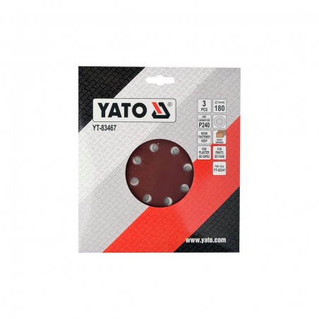 YT-83467 YATO Set 3 discuri abrazive pereti,180 mm, granulatie 240