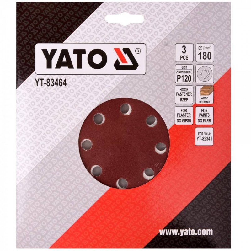 YT-83464 YATO Set 3 discuri abrazive pereti,180 mm, granulatie 120