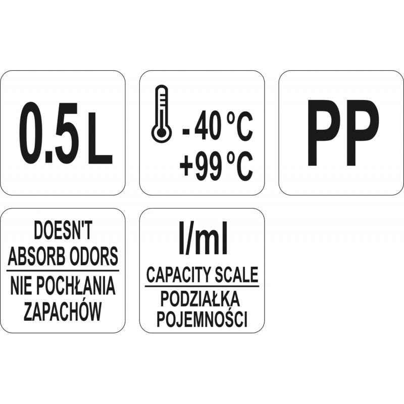 YG-07282 YATO GASTRO Cana de masurare de 500 ml, polipropilena