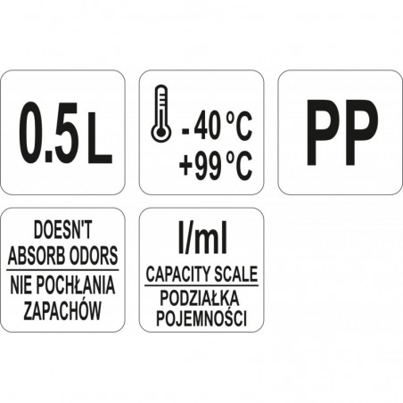YG-07282 YATO GASTRO Cana de masurare de 500 ml, polipropilena