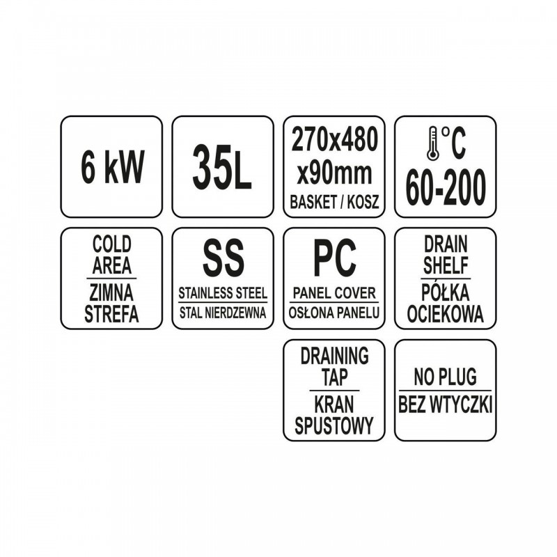 YG-04641 YATO GASTRO Friteuza 6kW, capacitate 26.5 l
