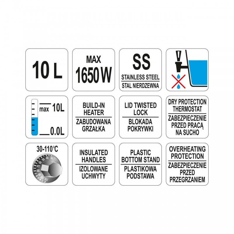 YG-04310 YATO GASTRO Dozator apa cu incalzitor 1650 W, capacitate 10l