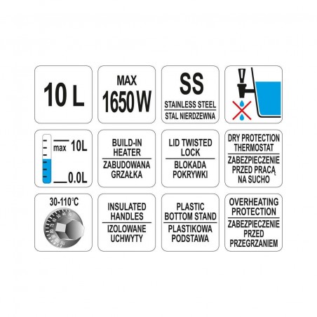 YG-04310 YATO GASTRO Dozator apa cu incalzitor 1650 W, capacitate 10l