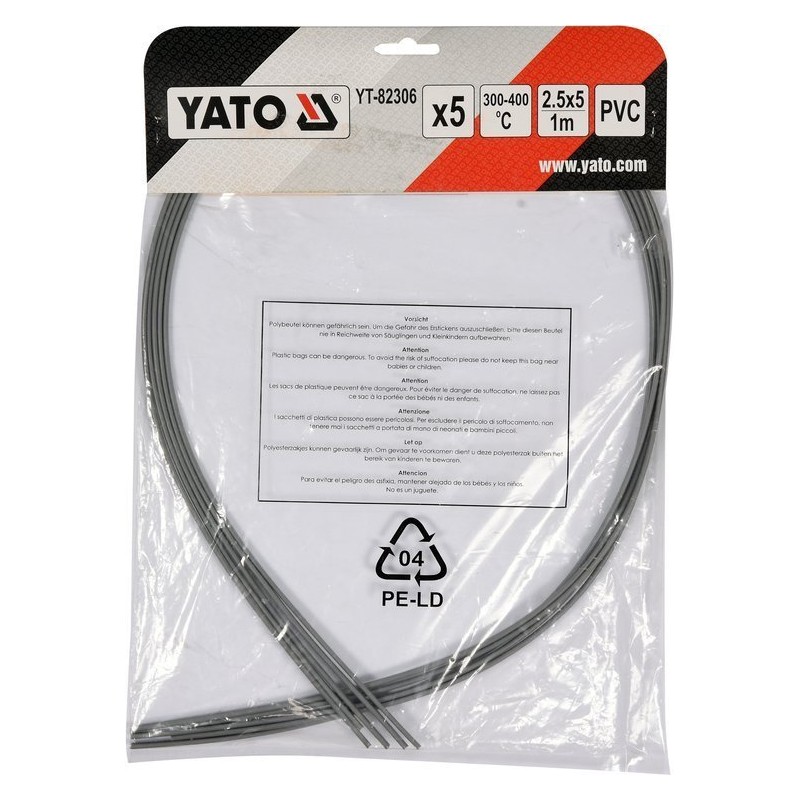 YT-82306 YATO Set 5 baghete sudura PVC, 2.5 x 5 mm, 1 m, Gri