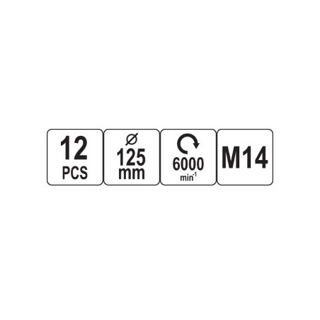 YT-47931 Set bureti polisat 125 mm, M14, 12 piese