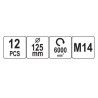 YT-47931 Set bureti polisat 125 mm, M14, 12 piese