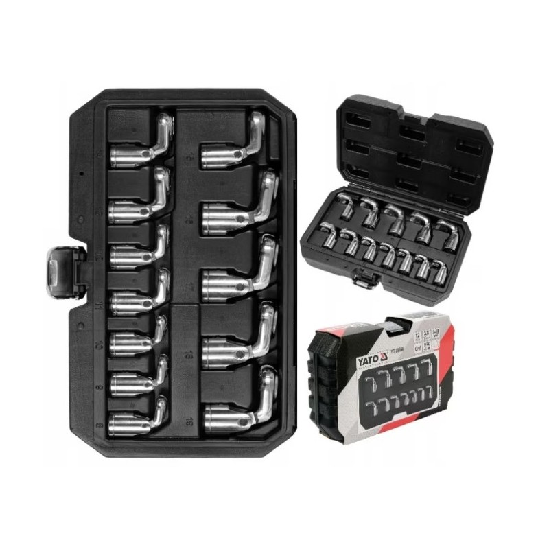 YT-38550 YATO Set 12 chei inelare semi-deschise cu adaptor, 3/8 inch
