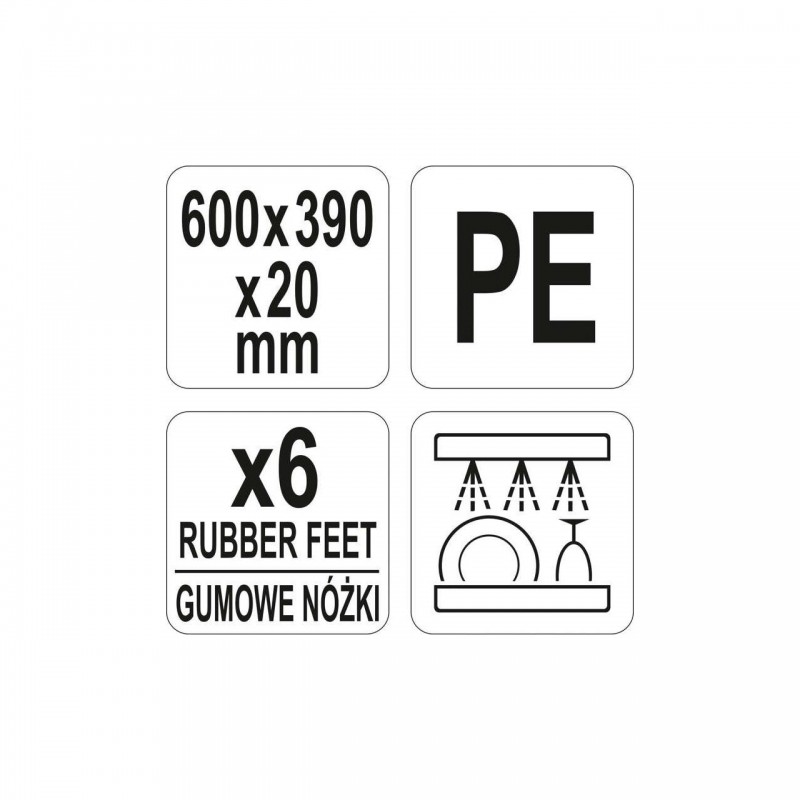 YG-02168 YATO GASTRO Tocator din plastic alb 600 x 390 x 20 mm