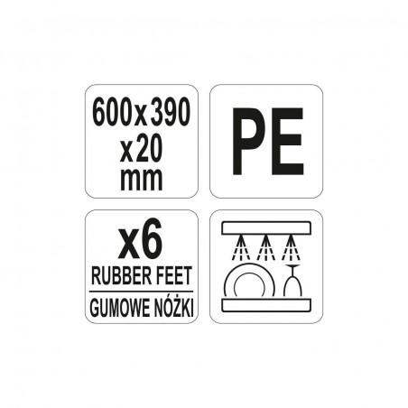 YG-02168 YATO GASTRO Tocator din plastic alb 600 x 390 x 20 mm
