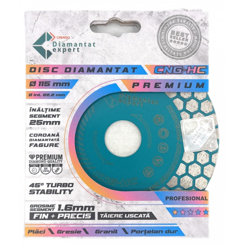 Disc DiamantatExpert pt. taiere si slefuire - Gresie si Placi dure 115x22.23 (mm) Premium