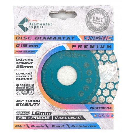 Disc DiamantatExpert pt. taiere si slefuire - Gresie si Placi dure 115x22.23 (mm) Premium