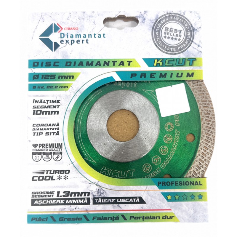 Disc DiamantatExpert KCUT pt. Portelan dur, Placi dure, Ceramica dura, 125x22.2 (mm) Premium