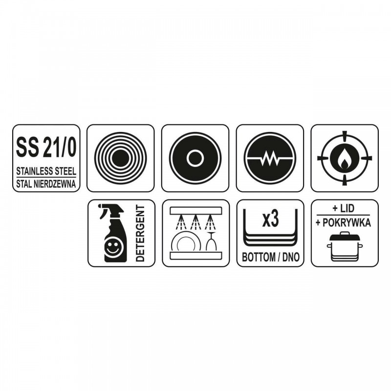 YG-00002 YATO GASTRO Oala cu capac, 20x20 cm, capacitate 6.3 l