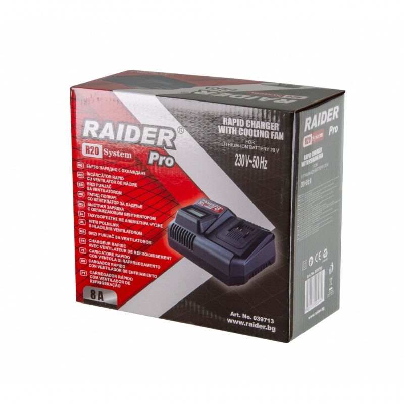 RAIDER Incarcator rapid Li-Ion 8 Ah, 20 V cu ventilator de racire