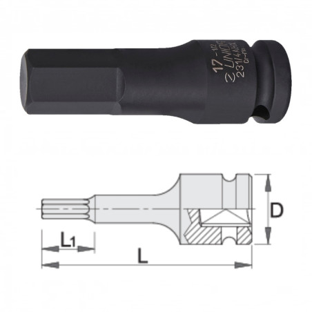 UNIOR Capat cheie tubulara de impact 1/2" profil hex exterior, 6 mm