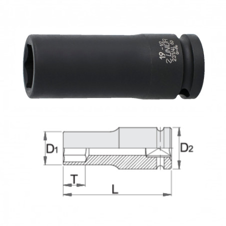 UNIOR Capat cheie tubulara de impact varianta lunga 1/2", 30 mm