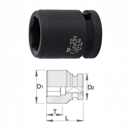 UNIOR Capat cheie tubulara de impact 1/2", 12 mm