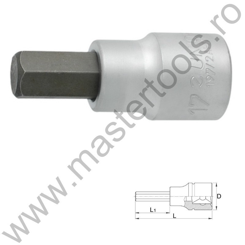 UNIOR Capat cheie tubulara impact 3/4" cu profil hex - 197/2AHX, 19 mm
