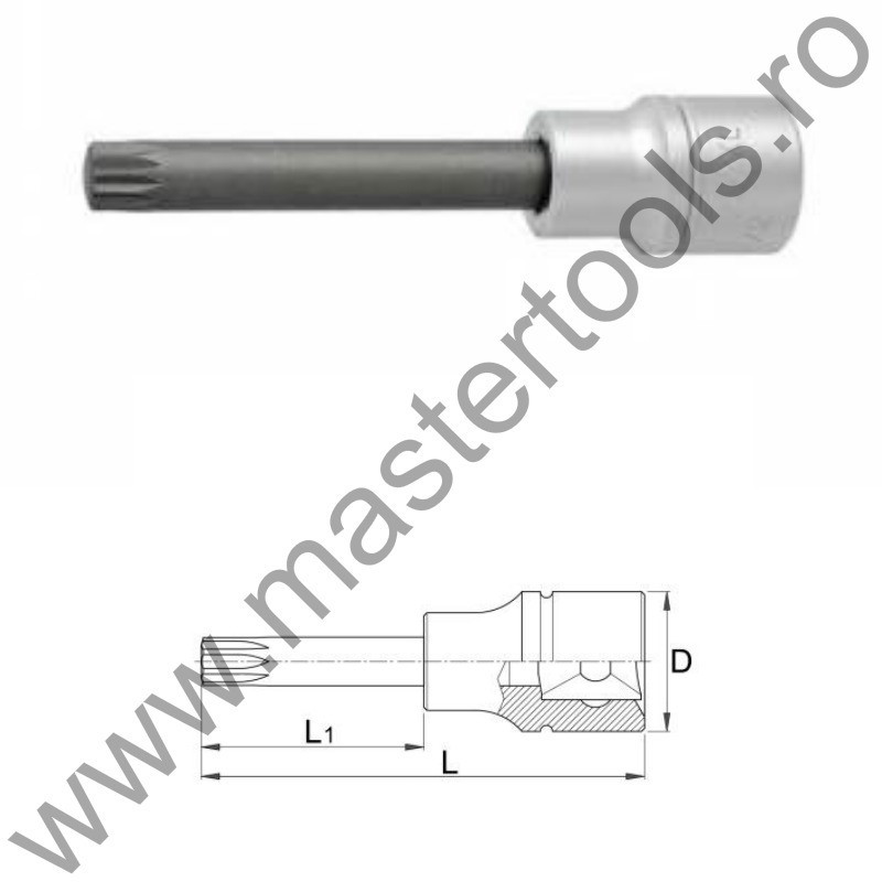 UNIOR Capat cheie tubulara de impact 1/2" cu profil ZX exterior lung 192/2ZXL, M 8