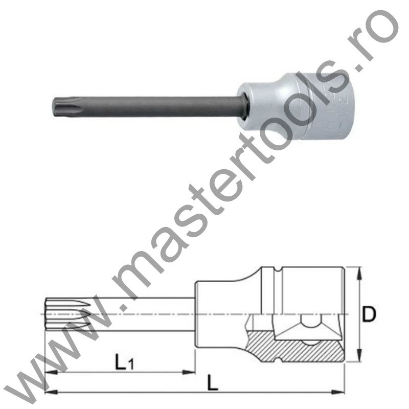 UNIOR Capat cheie tubulara de impact, profil TX 1/2" - 192/2TXL, TX 55