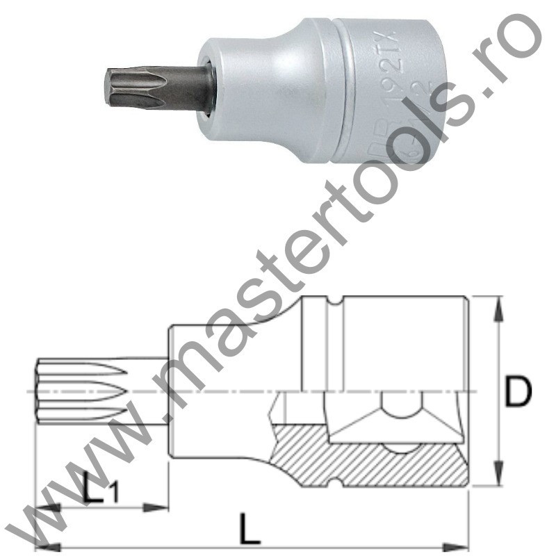 UNIOR Capat cheie tubulara de impact TX exterior 1/2" - 192/2TX, TX 50